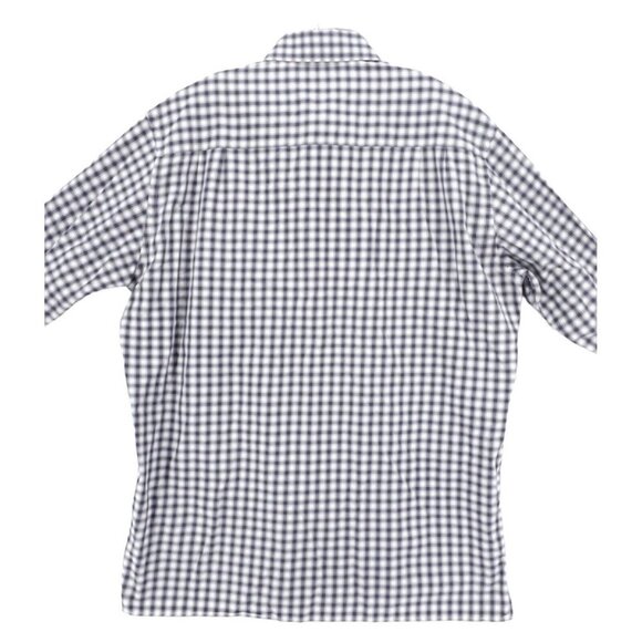 ERMENEGILDO ZEGNA Shirt Gray White Check Plaid 100% Cotton Size XL - Picture 4 of 11